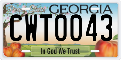 GA license plate CWT0043