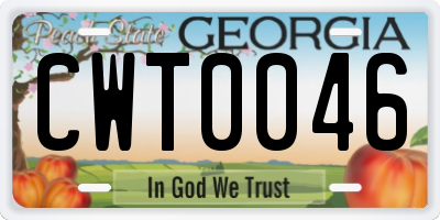 GA license plate CWT0046