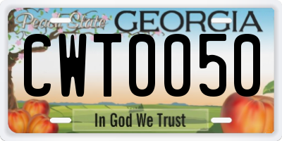 GA license plate CWT0050