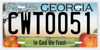 GA license plate CWT0051