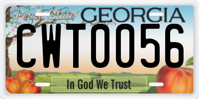 GA license plate CWT0056