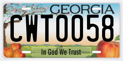 GA license plate CWT0058