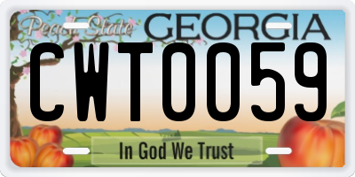 GA license plate CWT0059