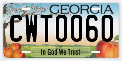 GA license plate CWT0060