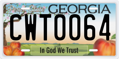 GA license plate CWT0064