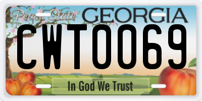 GA license plate CWT0069
