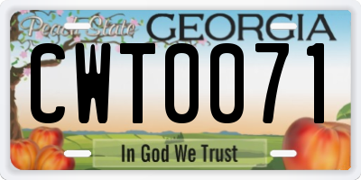 GA license plate CWT0071
