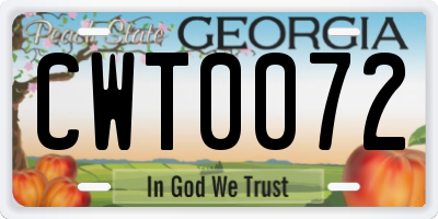 GA license plate CWT0072