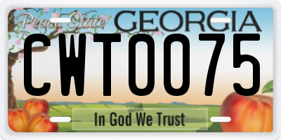 GA license plate CWT0075