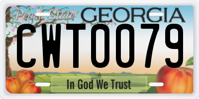 GA license plate CWT0079