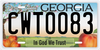 GA license plate CWT0083
