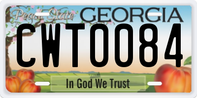GA license plate CWT0084