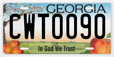GA license plate CWT0090