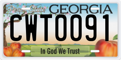 GA license plate CWT0091