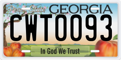 GA license plate CWT0093