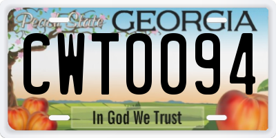 GA license plate CWT0094