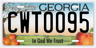GA license plate CWT0095