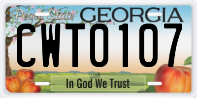 GA license plate CWT0107