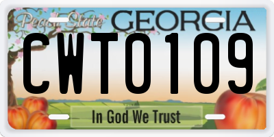 GA license plate CWT0109