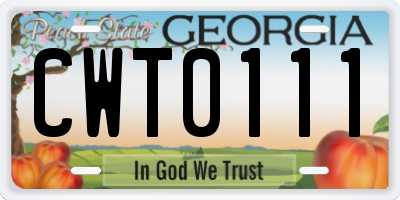 GA license plate CWT0111