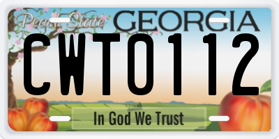 GA license plate CWT0112