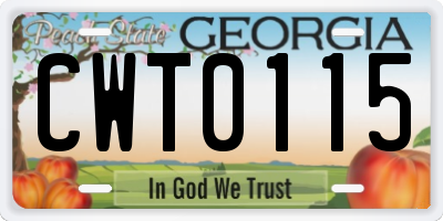 GA license plate CWT0115