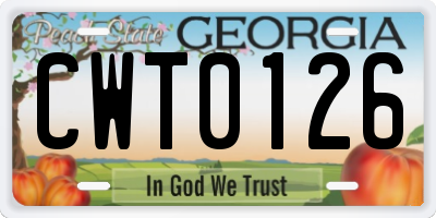 GA license plate CWT0126