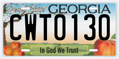 GA license plate CWT0130