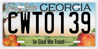 GA license plate CWT0139