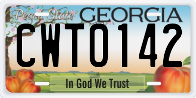 GA license plate CWT0142