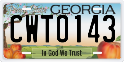 GA license plate CWT0143