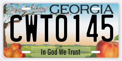 GA license plate CWT0145