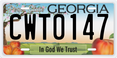 GA license plate CWT0147
