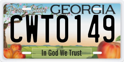 GA license plate CWT0149
