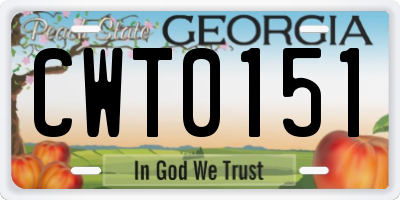 GA license plate CWT0151