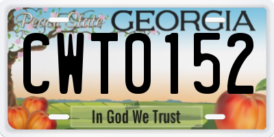 GA license plate CWT0152