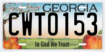GA license plate CWT0153