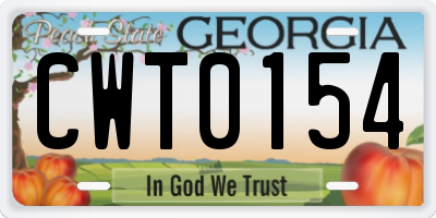 GA license plate CWT0154