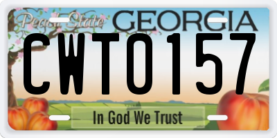 GA license plate CWT0157