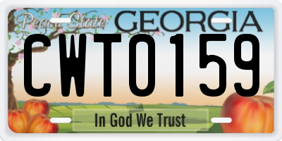 GA license plate CWT0159