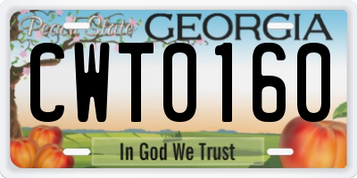 GA license plate CWT0160