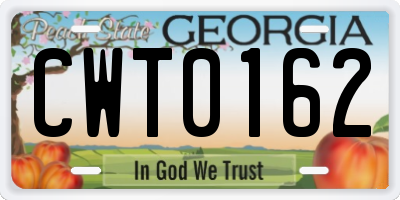 GA license plate CWT0162