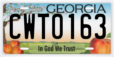 GA license plate CWT0163
