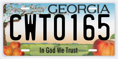 GA license plate CWT0165