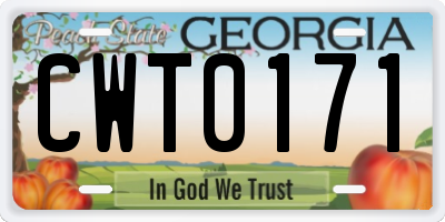 GA license plate CWT0171