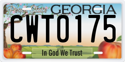 GA license plate CWT0175