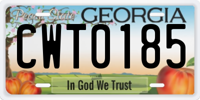 GA license plate CWT0185