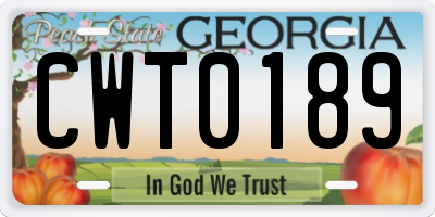 GA license plate CWT0189