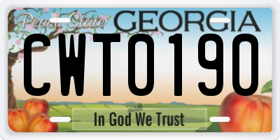 GA license plate CWT0190