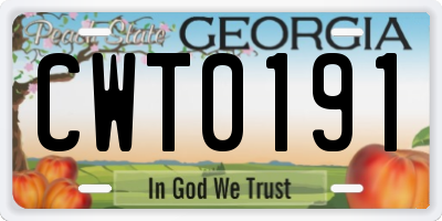 GA license plate CWT0191